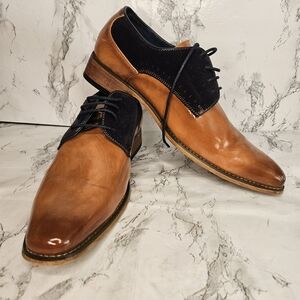 Classic Tan and Black Leather Oxfords